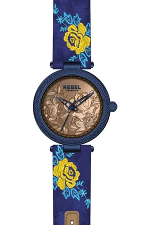 REBEL Carroll Gardens Yellow Gold/Bronze Dial Cloth Watch