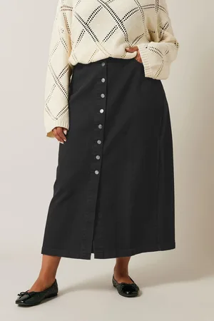 Evans Button Through Denim Maxi Skirt