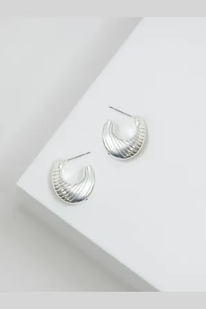 Simply Silver Sterling 925 Polished Textured Hoop Earrings
