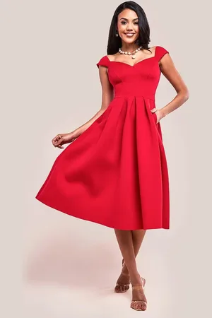 Goddiva Scuba Foam Skater Midi Dress