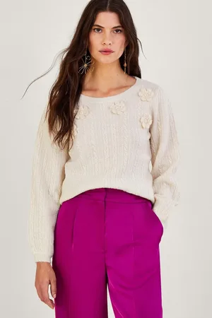 Monsoon Floral Applique Embroidered Jumper with Recycled Polyester