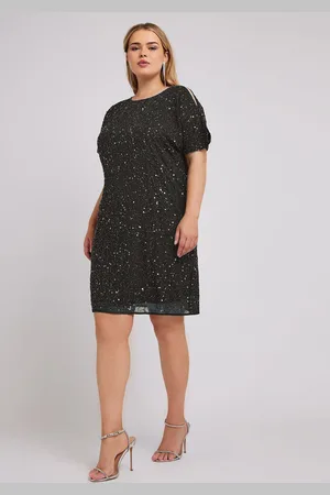Yours Sequin Cold Shoulder Cape Dress