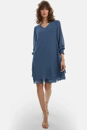 James Lakeland Long Sleeve Navy Wave Hem Dress
