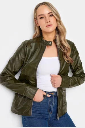 Long Tall Sally Tall Leather Funnel Neck Jacket