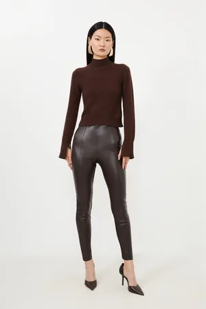 Karen Millen Petite Faux Leather And Ponte Leggings