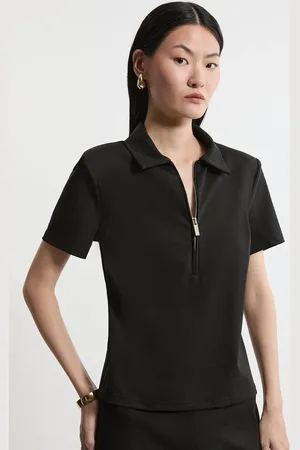 Karen Millen Luxe Ponte Jersey Polo Shirt