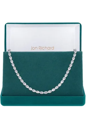 Jon Richard Rhodium Plated And Cubic Zirconia Tennis Necklace - Gift Boxed