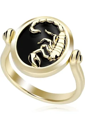 Gemondo Zodiac Onyx Scorpio Flip Ring in 18ct Gold Plated Silver