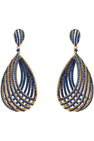 Latelita Vortex Teardrop Earring Sapphire Cz Gold