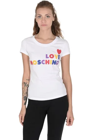 Moschino Rainbow Logo Short Sleeve Tee Women - T-Shirts