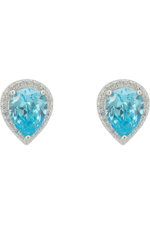 Latelita Theodora Topaz Teardrop Gemstone Stud Earrings Silver