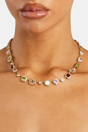 CERNUCCI Pink Heart Multi Gem Chain - Gold