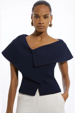 Karen Millen Compact Stretch Asymmetric Collar Tailored Top