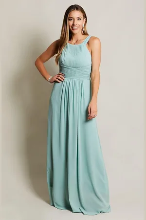 Krisp Pleated Front Chiffon Maxi Dress