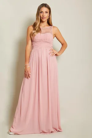 Krisp Gem & Mesh Front Chiffon Maxi Dress