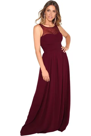 Krisp Gem & Mesh Front Chiffon Maxi Dress