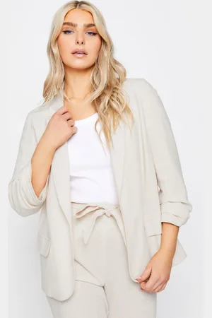 M&Co Ruched Sleeve Linen Blazer