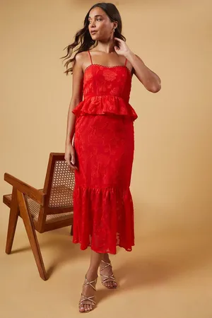 Oasis Petite Occasion Jacquard Peplum Midaxi Dress