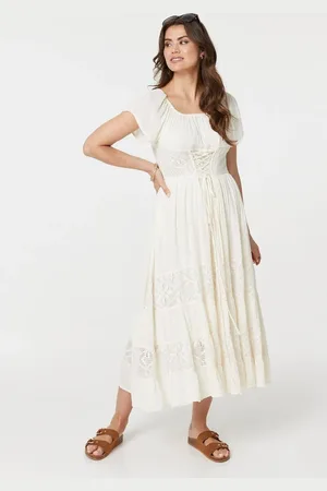 Izabel London Lace Detail Tie-Up Front Maxi Dress
