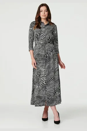 Izabel London Dotty Print 3/4 Sleeve Shirt Dress