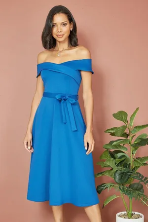 Yumi Bardot Stretch Midi Skater Dress