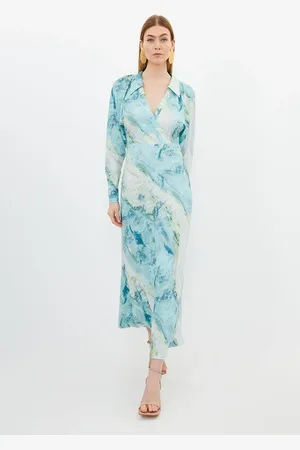 Karen Millen Marble Print Jersey Shirt Midi Dress