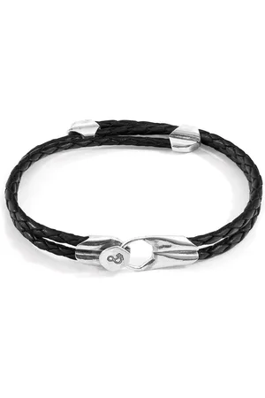 Anchor & Crew Conway Silver and Braided Leather Bracelet