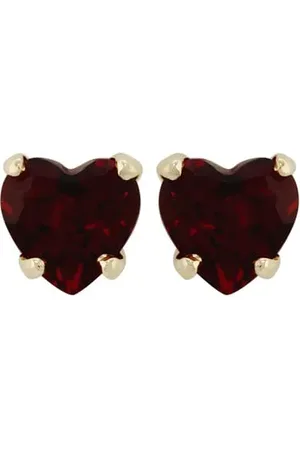 Gemondo Classic Heart Garnet Stud Earrings in 9ct Yellow Gold 4mm