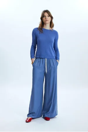 James Lakeland Scoop Neck Piped Edge Knit Denim