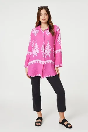 Izabel London Printed Oversized Button Down Shirt