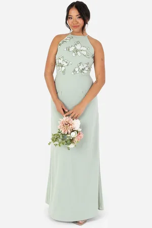 Maya Deluxe Embellished Halter Neck Maxi Dress