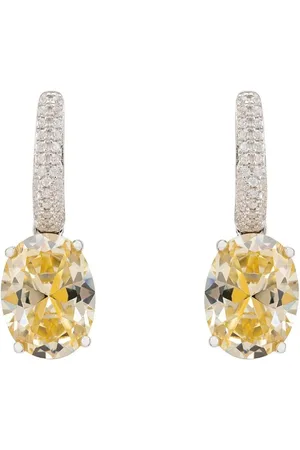 Latelita Alexandra Oval Drop Earrings Silver Topaz