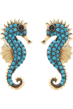 Latelita Seahorse Turquoise Earrings Gold