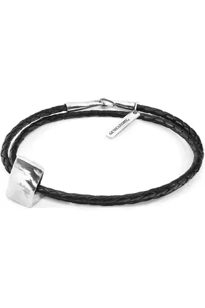 Anchor & Crew Midnight GUSTATORY Coffee Bag Silver and Braided Leather Bracelet