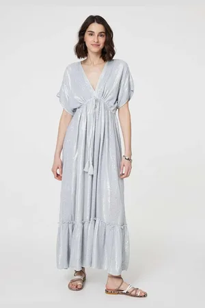 Izabel London Dotty Empire Waist Kimono Maxi Dress