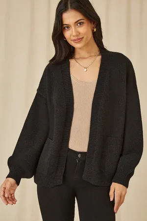 Yumi Metallic Relaxed Slouchy Cardigan With Pockets