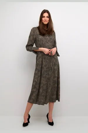 Cream Crtiah Long Sleeve Maxi Dress Printed