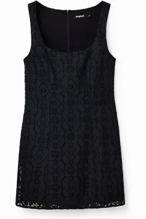 Desigual Lace Mini Dress Sleeveless Square Neck Women - Dresses