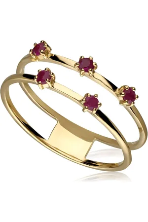 Gemondo Ruby Double Band Ring In 9ct Yellow Gold