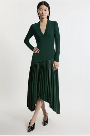 Karen Millen Pu Knit Belted Midi Dress
