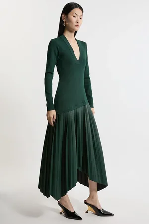 Karen Millen Petite Pu Knit Belted Midi Dress