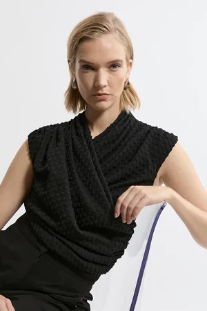 Karen Millen Wrap Textured Jersey V Neck Top