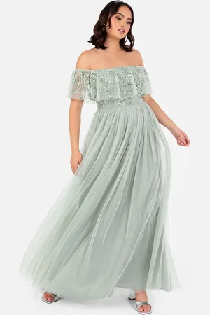 Maya Deluxe Floral Embellished Bardot Maxi Dress