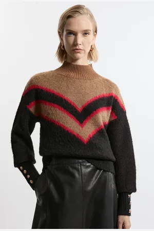 Karen Millen Brushed Jacquard Military Trim Knit Jumper