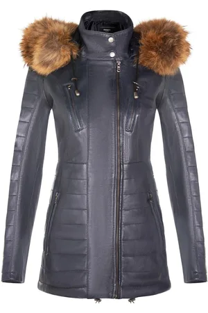 Infinity Slim Fit Leather Hooded Parka Jacket-Northam