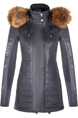 Infinity Slim Fit Leather Hooded Parka Jacket-Northam