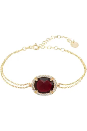 Latelita Beatrice Oval Gemstone Bracelet Gold Garnet