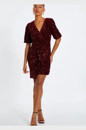 Quiz Sequin Wrap Mini Dress
