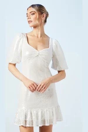 Oasis Sweetheart Puff Sleeve Sequin Bridal Mini Dress