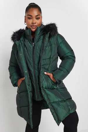 Yours Faux Fur Trim Puffer Coat